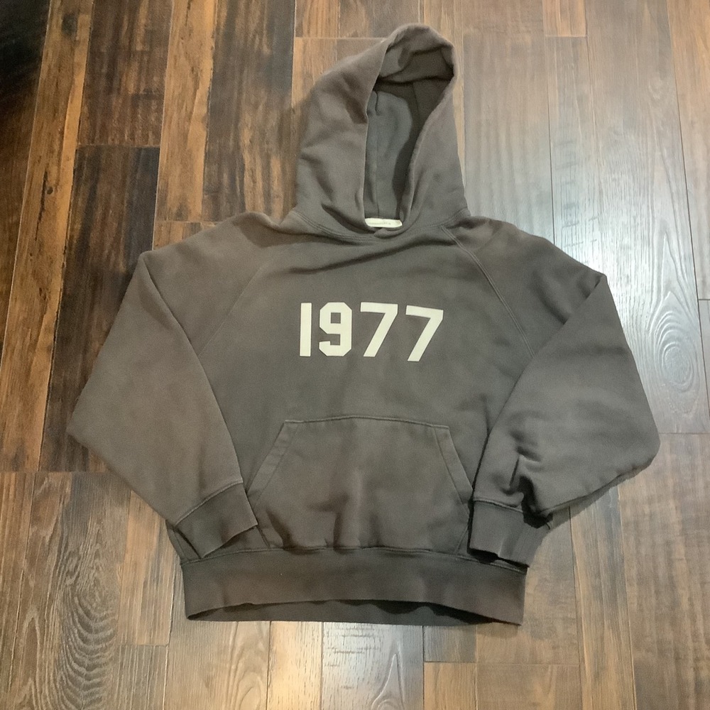 Fear of God Essentials 1977 Hoodie Faded Black Grey XXS Streetwear Oversized